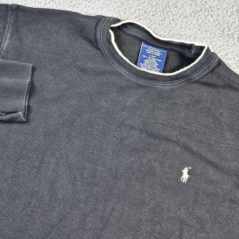 Polo Ralph Lauren Sleep Shirt Mens Large Gray Thermal Waffle Knit Pajama Top